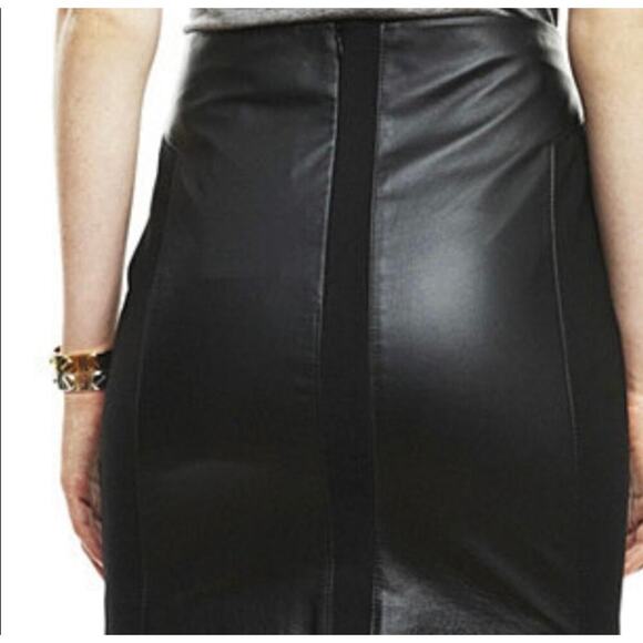 BB Dakota Damien Leather Stretch Panel Mini Skirt Size 6 Goth Festival Clubwear - Picture 3 of 9